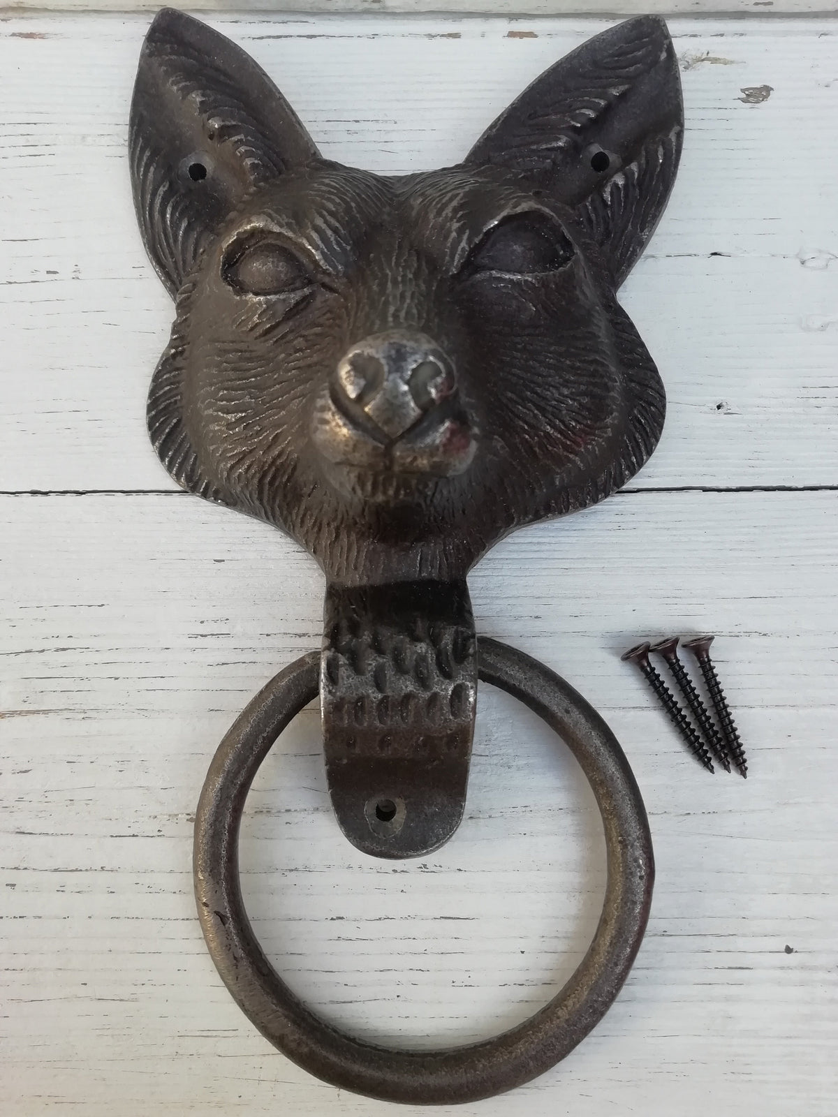 Stunning Classical cast antique iron large Fox design Door Knocker Animal Country Style
