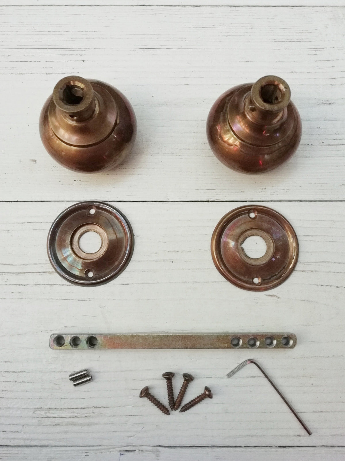 Cottage Door Knob Handle Hollow Natural antique aged Brass 55mm Antique Old Period Traditional Brass & Mortice Rim Lock Handles Sold as Pair