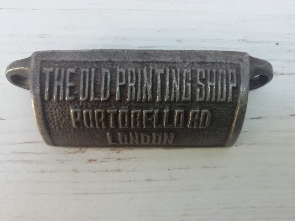 The Old PRINTING SHOP 98mm Cup Drawer Cupboard Cabinet Handle door Bow handle brown/black Cast antique Iron, Puller Handle lipped