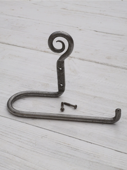 Pewter grey / antique silver Toilet Roll Holder Curly Tail Hand-Forged antique Iron 150mm Rustic/Vintage Decor, Bathroom Decor, Loo Roll Holder (Copy)