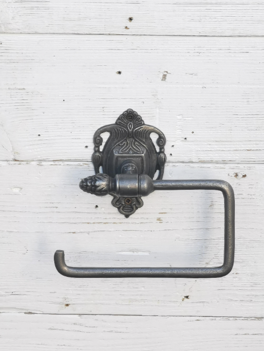 Toilet Roll Holder ACORN Finial Single antique Iron 170mm Rustic/Vintage Decor, Bathroom Decor, Loo Roll Holder
