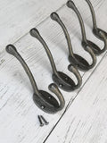 Vintage Riven Industrial design Coat and Hat double Hook Hanger antique cast iron hook