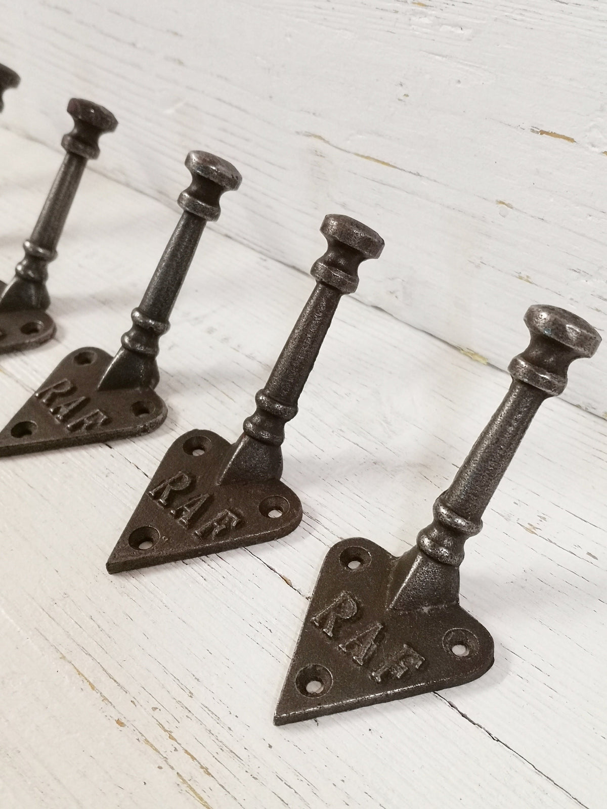 SET of 6 RAF the Royal Air Force Coat Hook Cast Iron in a Retro Antique Finish