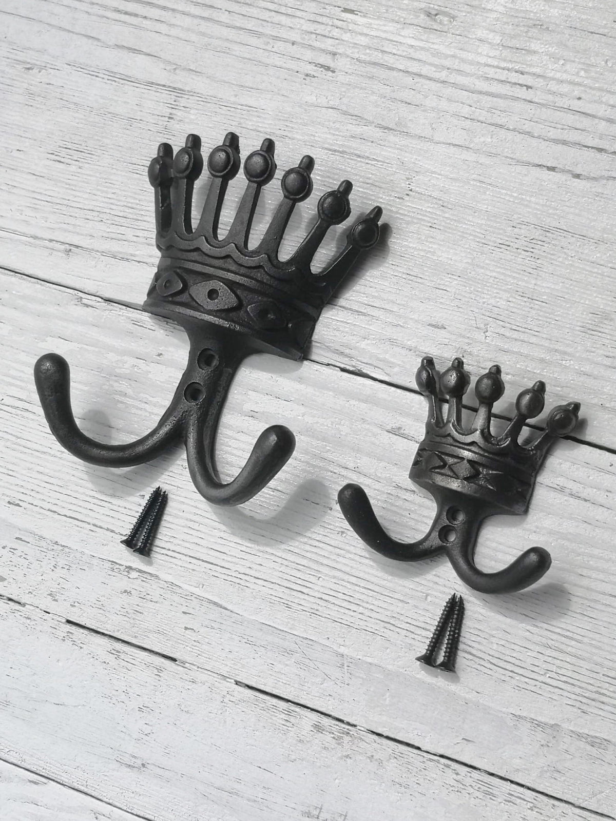 KING & QUEEN Crown Coat Hooks Vintage Cast Iron Traditional cast antique Iron hooks - ROYAL Wedding/Anniversary/Housewarming gift idea