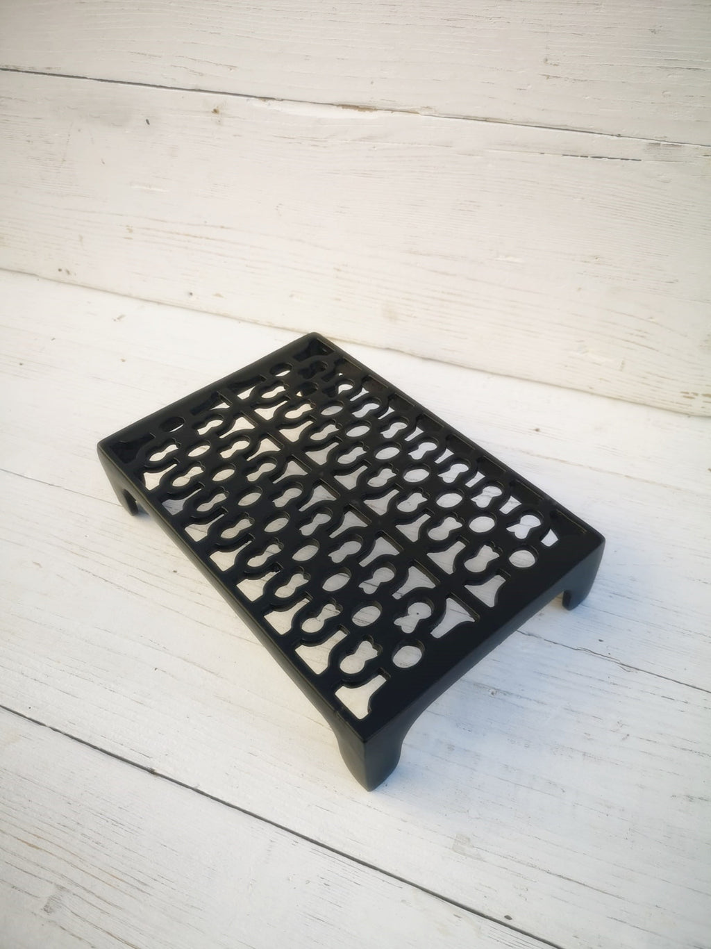 BLACK Cast Iron Air Brick/ Trivet stand Vent Victorian style, hot pot stand