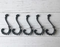 Coat Hook Black ORNATE design Victorian style antique Satin Black Epoxy