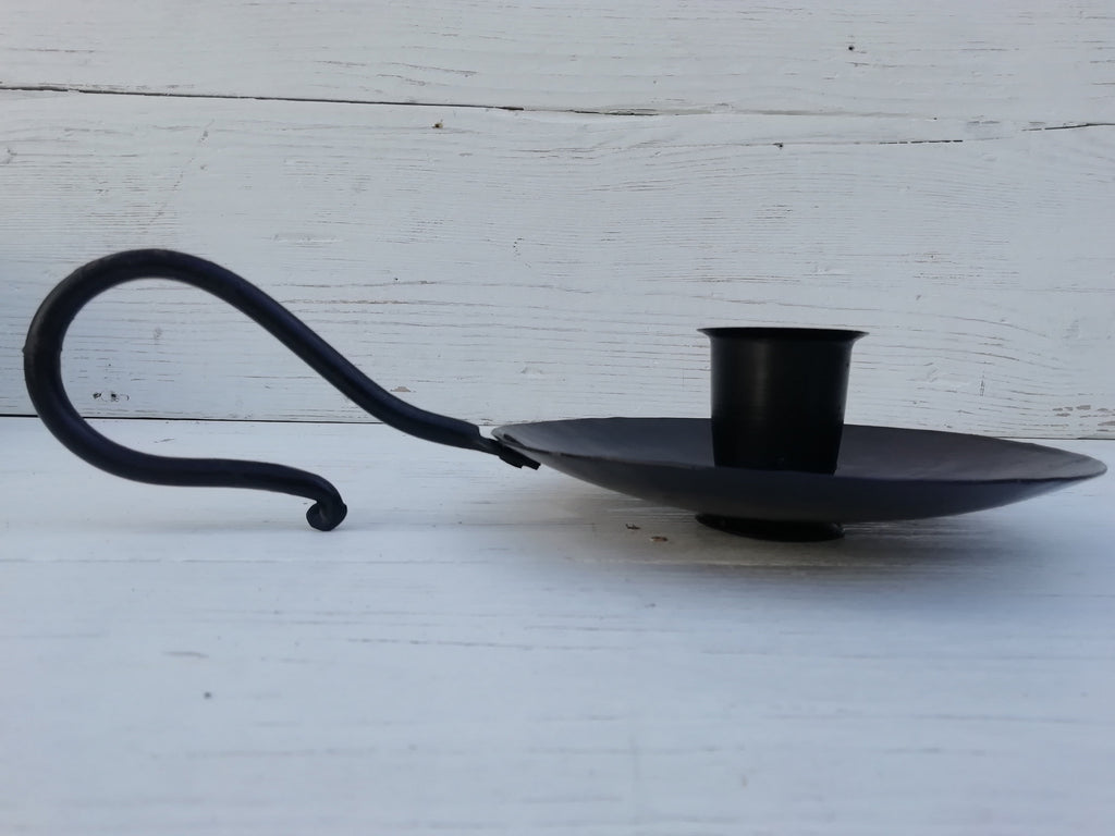Candle Holder Wee Willie Winkie Style Hand Held Bee Wax finish, rustic Black. Table centrepiece