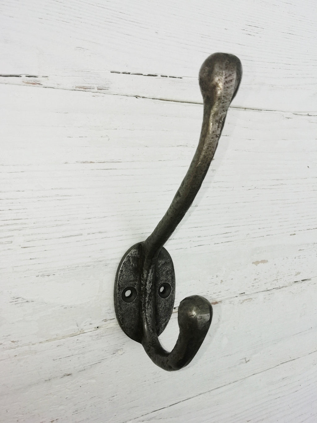 Vintage Riven Industrial design Coat and Hat double Hook Hanger antique cast iron hook