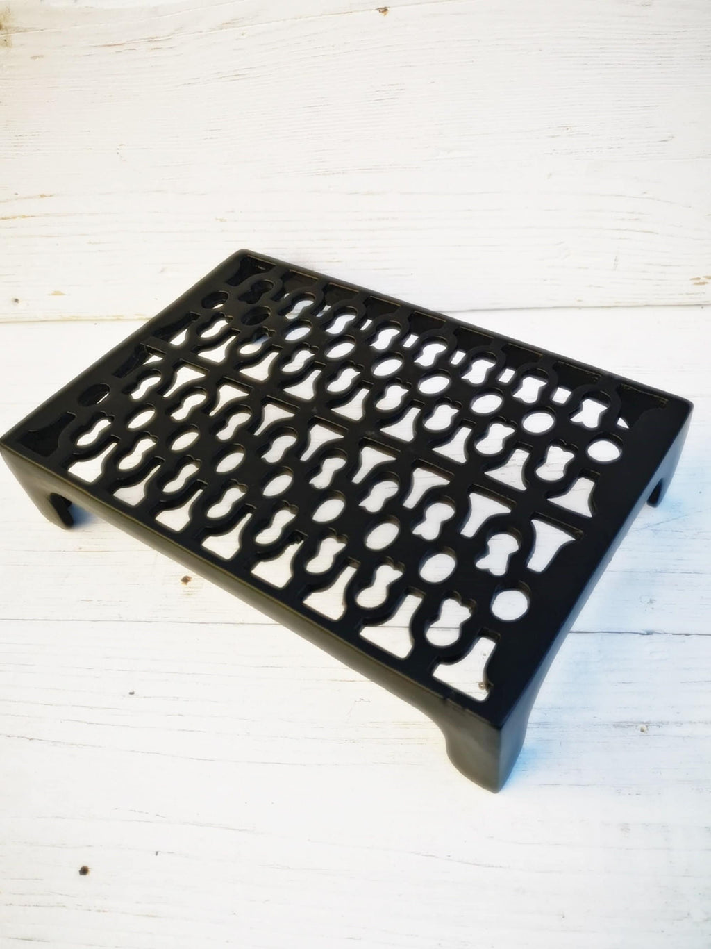 BLACK Cast Iron Air Brick/ Trivet stand Vent Victorian style, hot pot stand