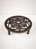 Round Malleable Cast Iron air Brick Trivet Stand Vent beautiful VICTORIAN Swirl style Pattern, heat resistant hot pot stand