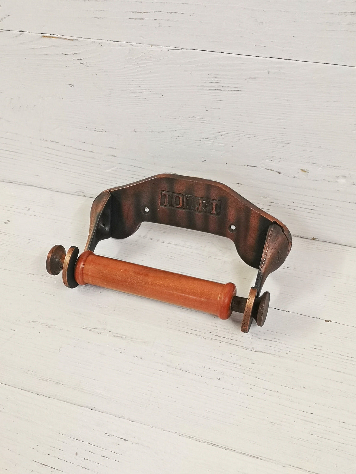Classic Toilet Roll Toilet paper Holder Copper and wood - Rustic Bathroom Décor Vintage Style Traditional Design