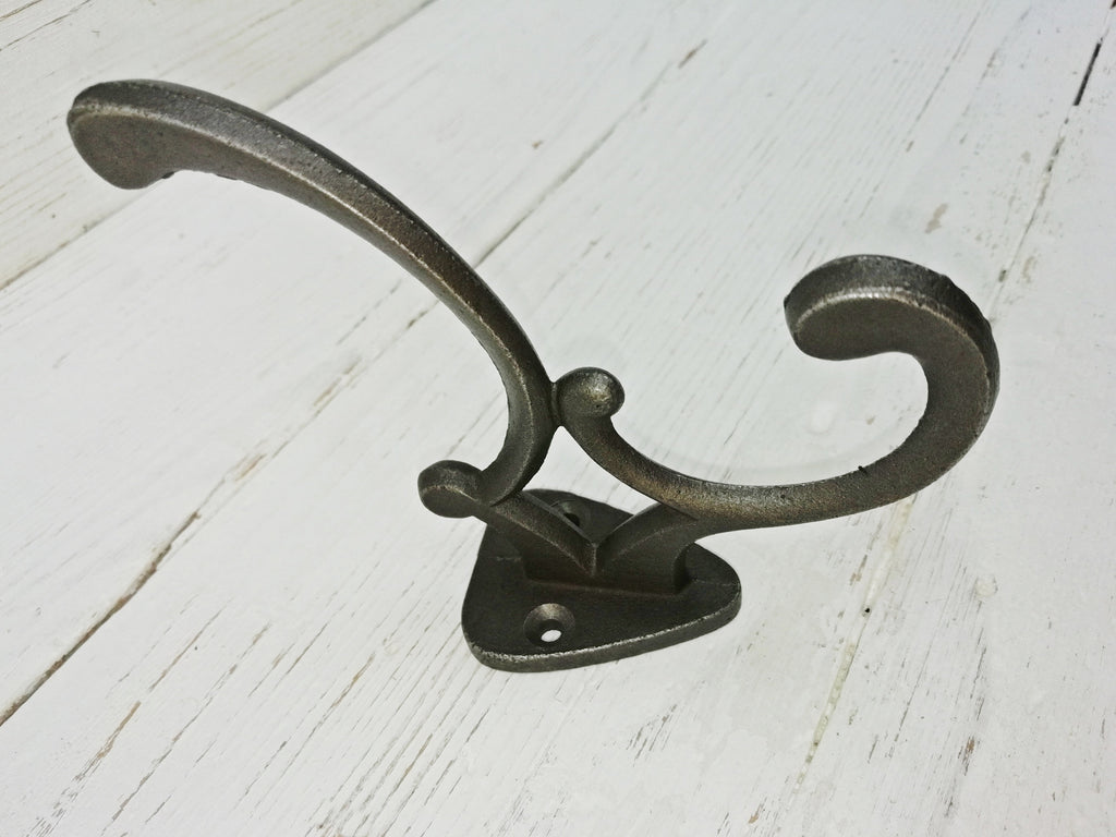 Coat Hook Double ADDISON Art Nouveau antique cast iron hook
