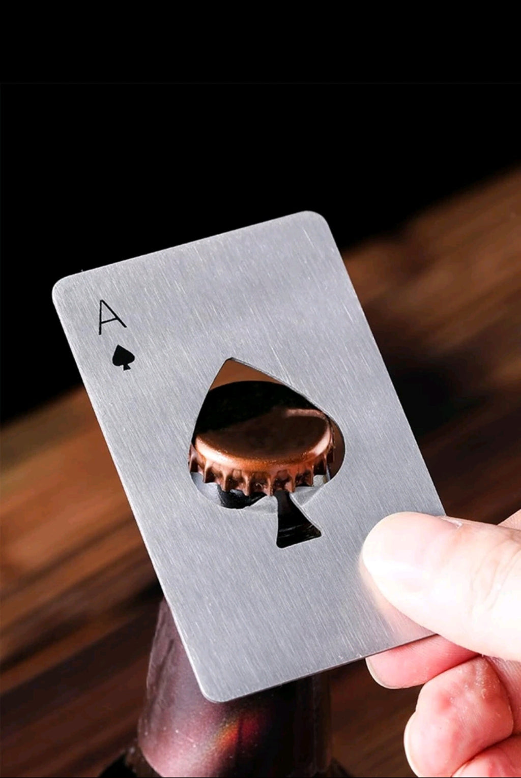 Stainless Steel bottle opener Ace of Spades card shaped wallet, Handheld - Bar, Hotel, Pub, Man cave, Anniversary, Best Man gift idea