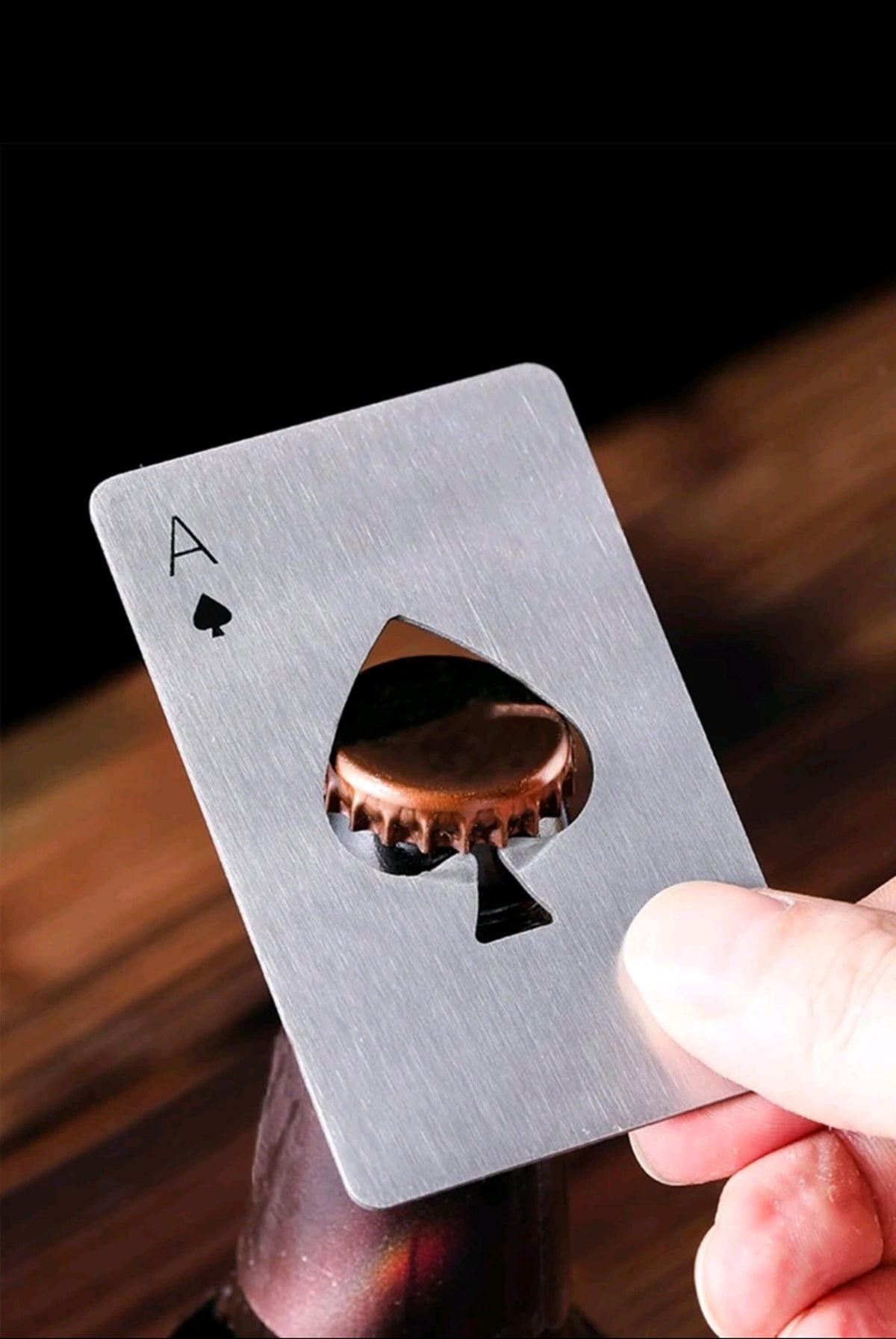 Stainless Steel bottle opener Ace of Spades card shaped wallet, Handheld - Bar, Hotel, Pub, Man cave, Anniversary, Best Man gift idea