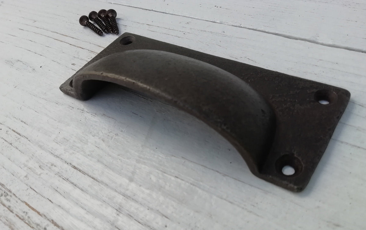Square Drawer Cupboard  Cabinet Handle door Bow handle brown/black Cast Iron, Puller Handle Square lipped