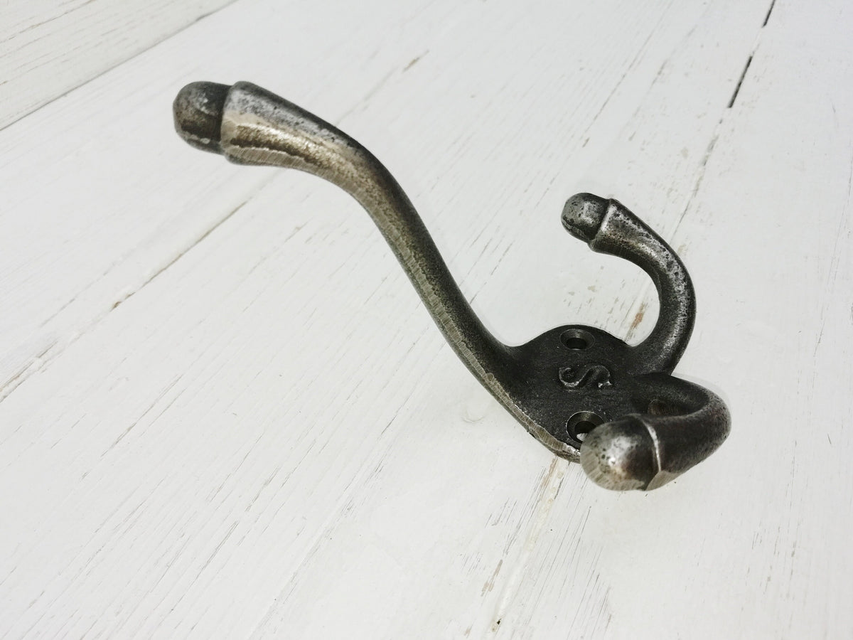 Simple triple 'S' Coat Hook - Retro Antique Finish Cast antique Iron 9cm