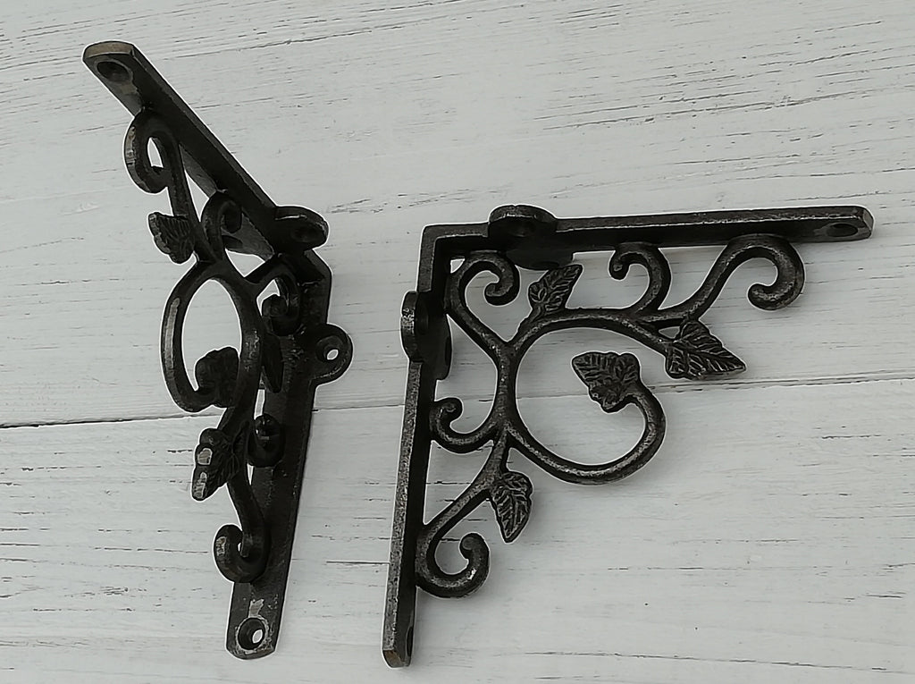 1pc SMALL LEAF design rustic shelf Bracket wall Support books storage Cast Iron book shelf Wall Bracket Support