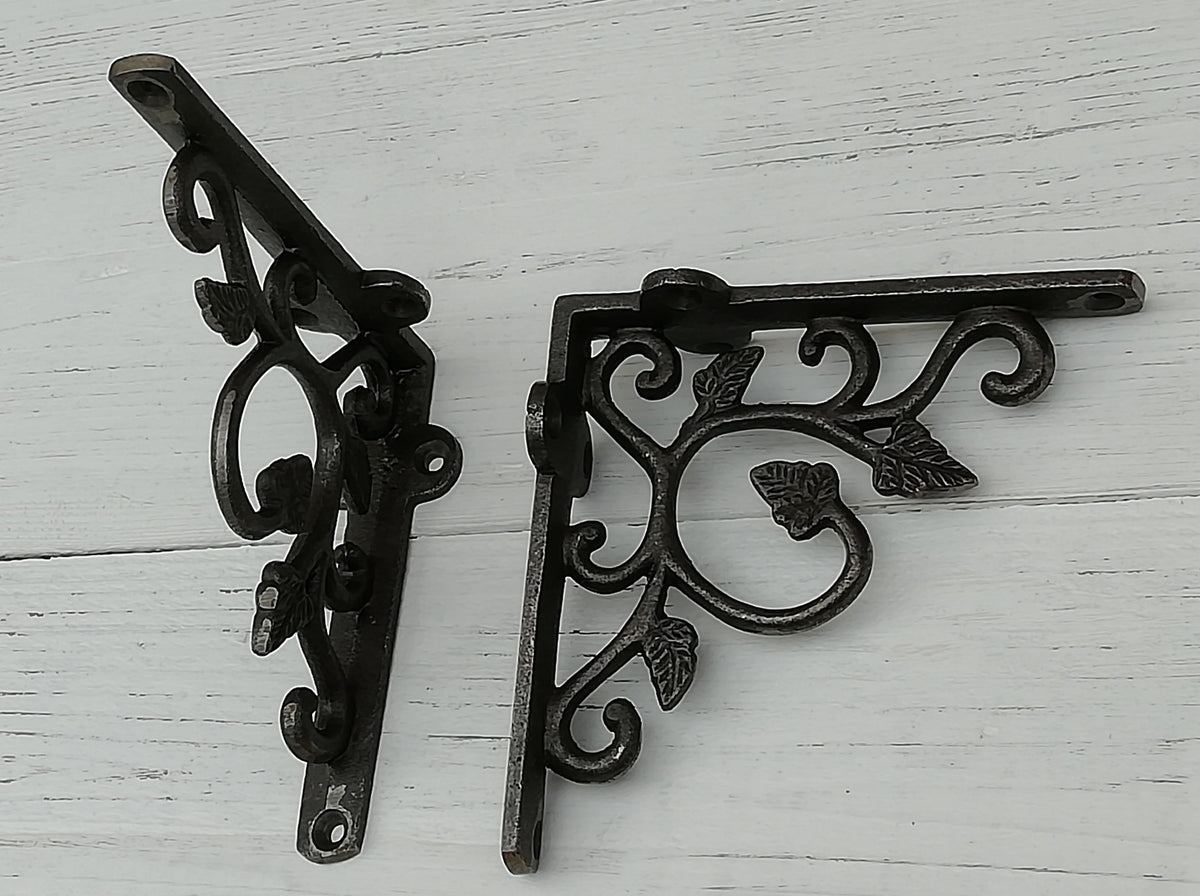 1pc SMALL LEAF design rustic shelf Bracket wall Support books storage Cast Iron book shelf Wall Bracket Support