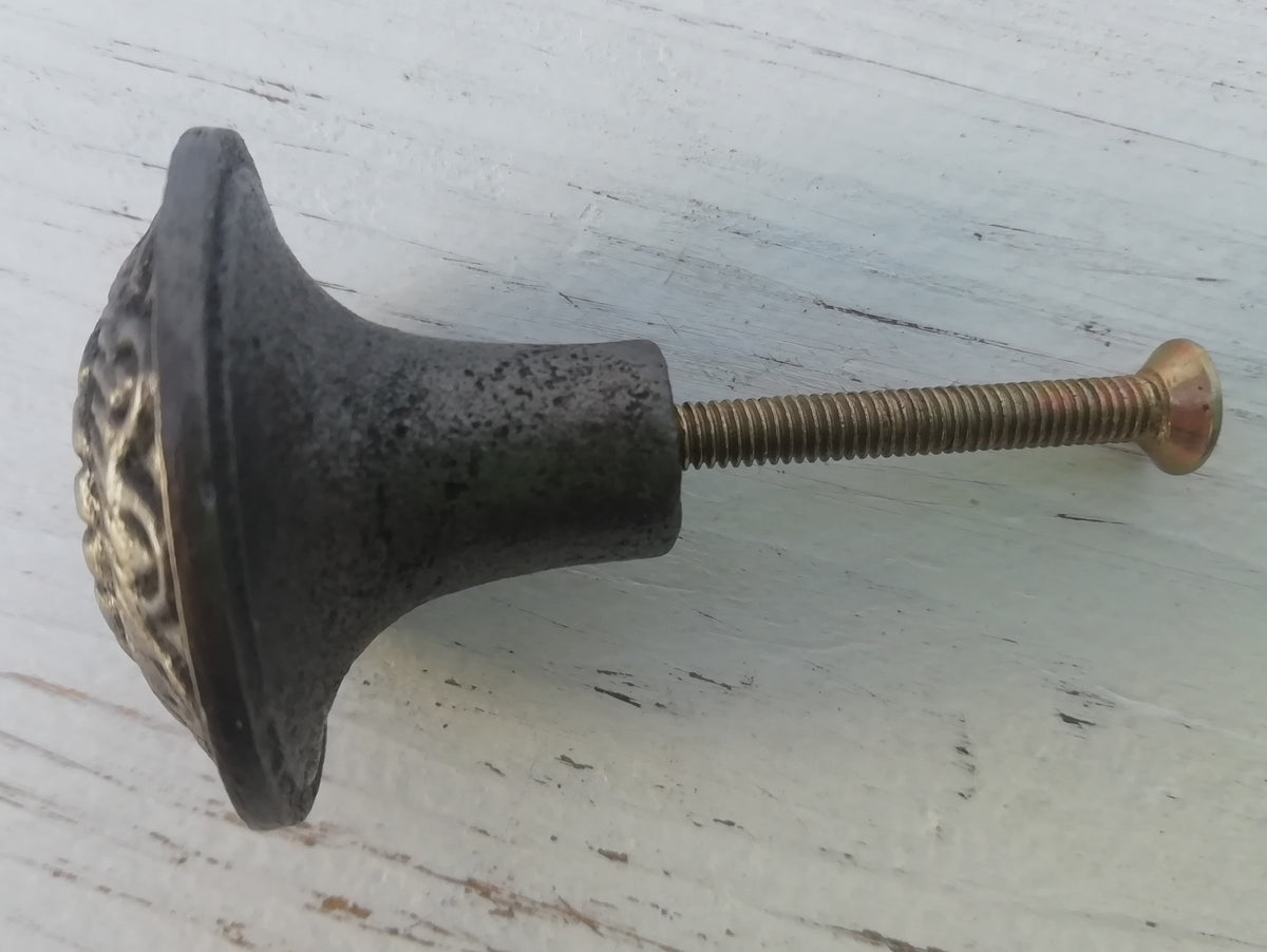 Cupboard Knob screw ORNATE design Cast antique Iron 35mm diameter Drawer Cupboard  Cabinet Handle door shabby chic Cast Iron, Puller Handle