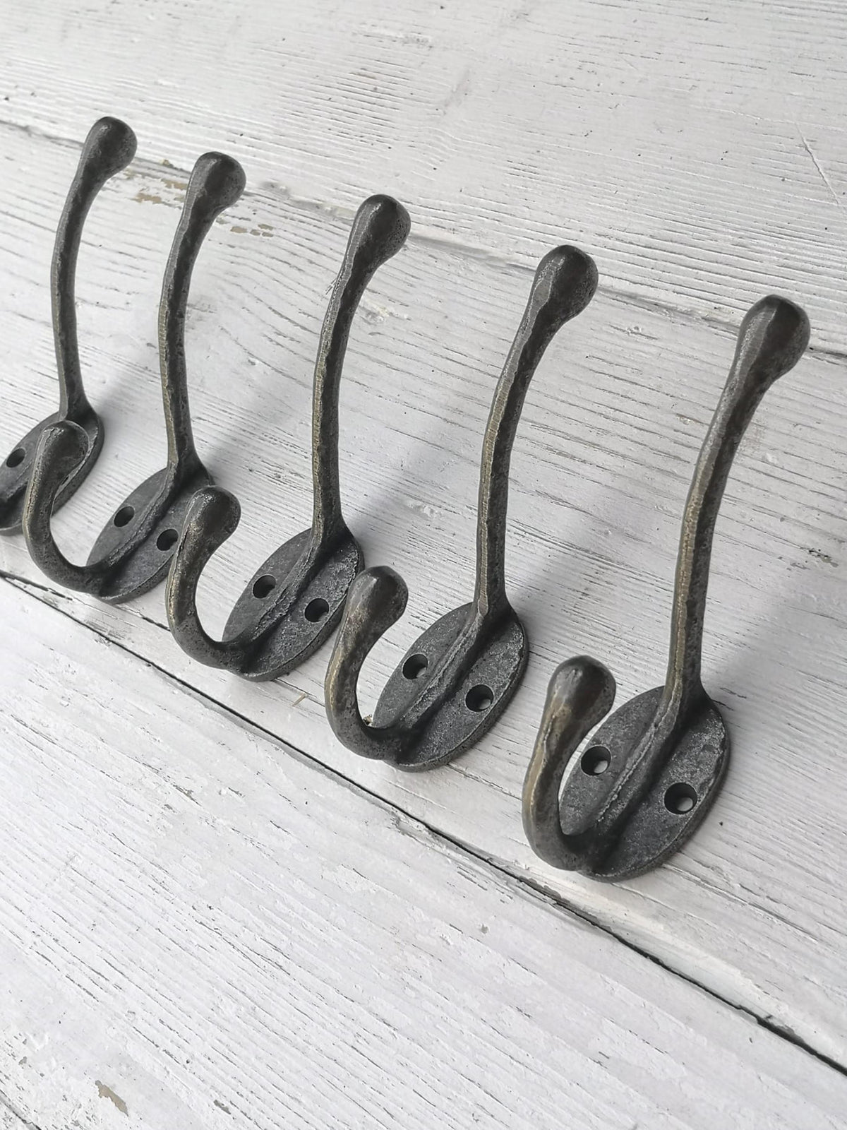 Vintage Riven Industrial design Coat and Hat double Hook Hanger antique cast iron hook