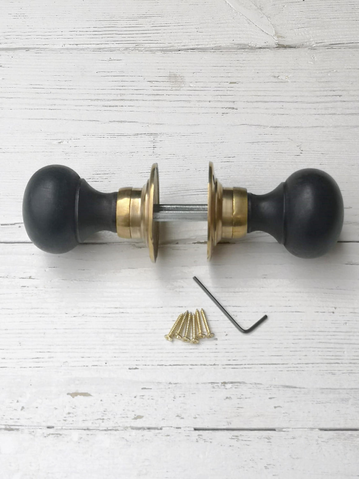 Ebony Black Wooden Rim Lock Mortice Door Knobs old vintage retro vintage knobs Ebony with brass plate
