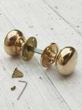 Classic cottage-style door knob Handle, Hollow Natural Brass 55mm. Traditional Brass & Mortice Rim Lock Handles Sold as a Pair