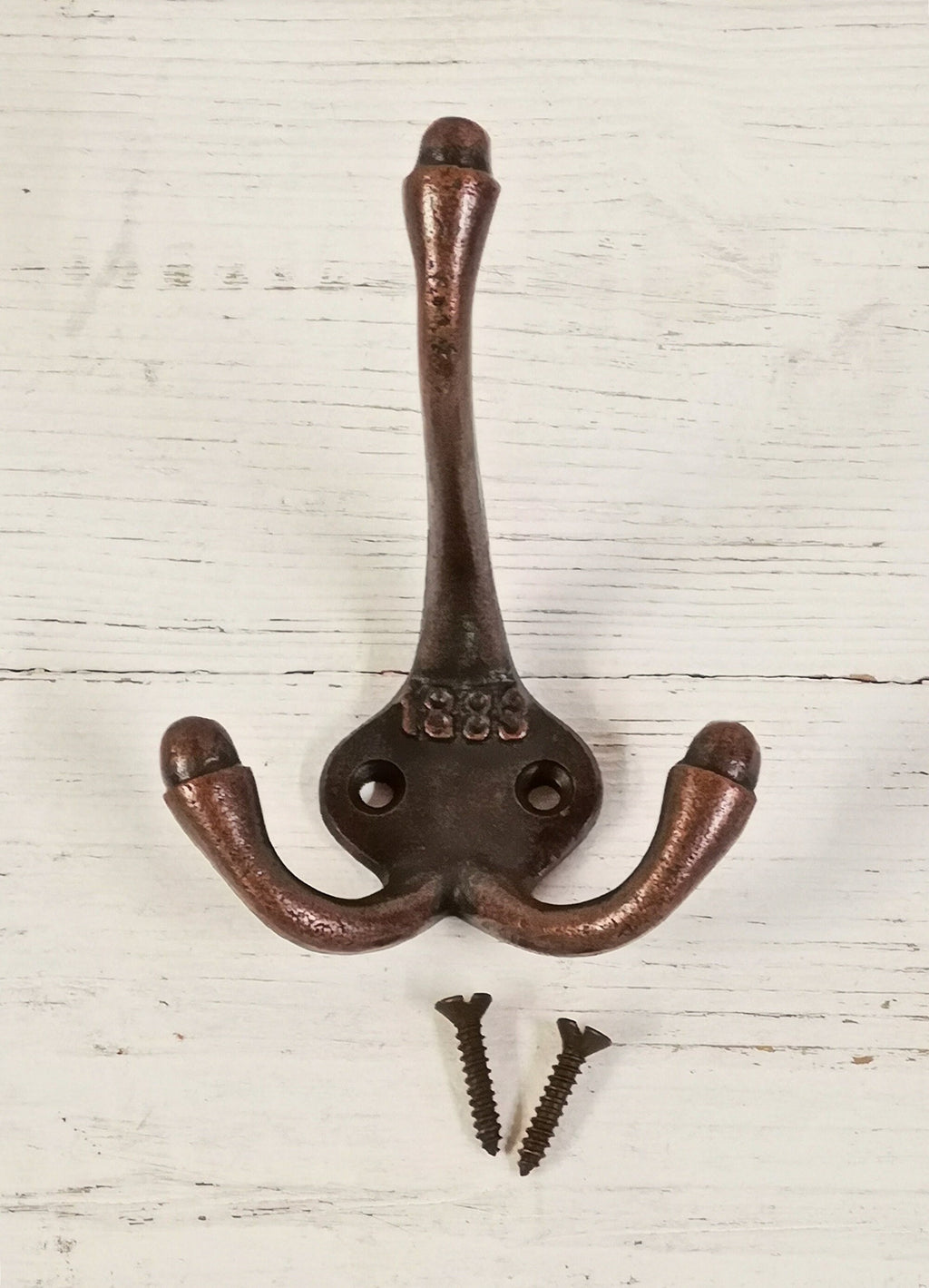 1883 Copper Simple beautiful triple Coat Hook - Retro Antique Finish Cast antique Iron 9cm