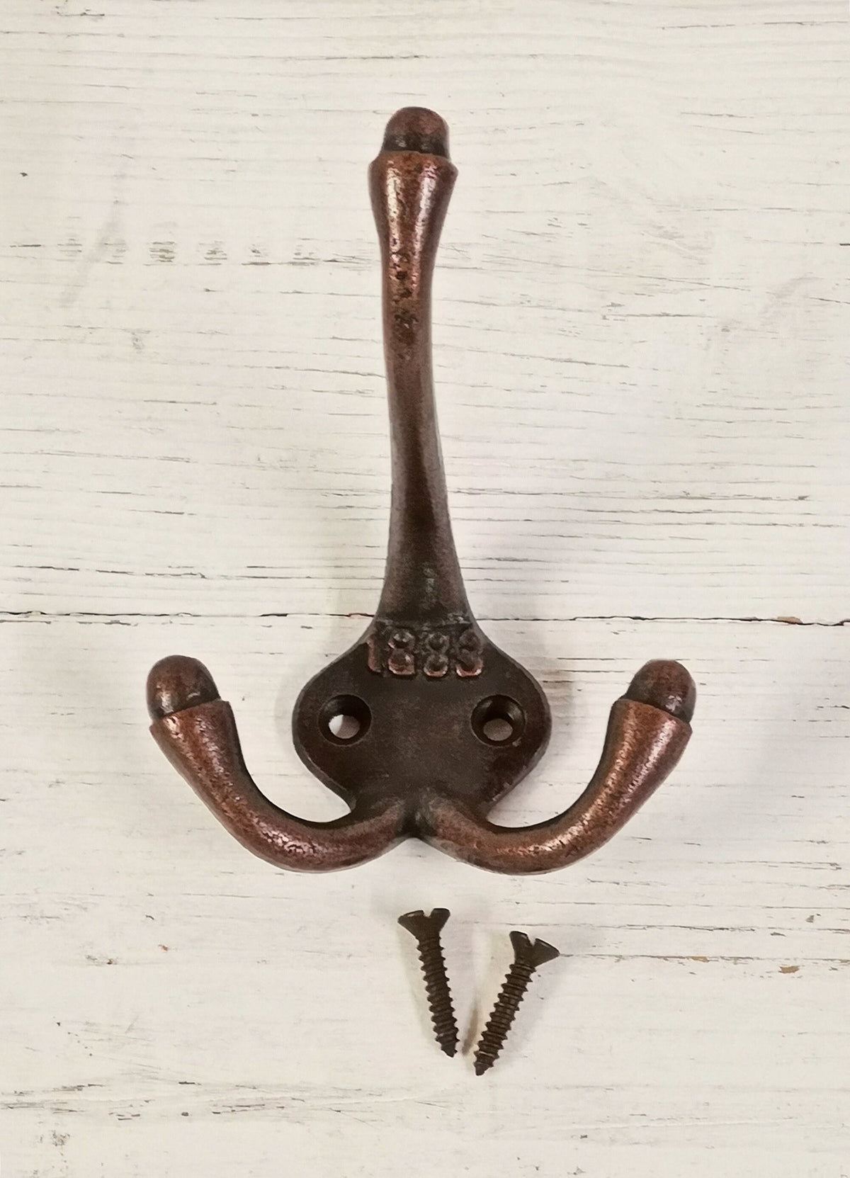 1883 Copper Simple beautiful triple Coat Hook - Retro Antique Finish Cast antique Iron 9cm