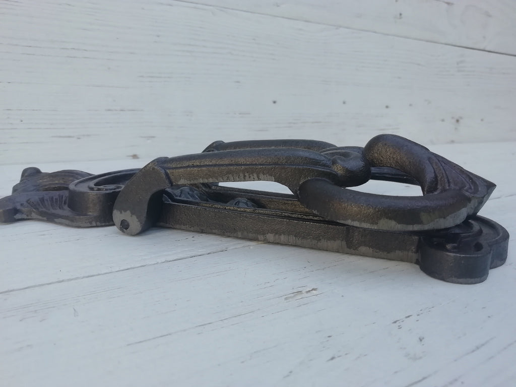 Stunning Classical cast antique iron large Door Knocker KENRICK Design. Heavy!