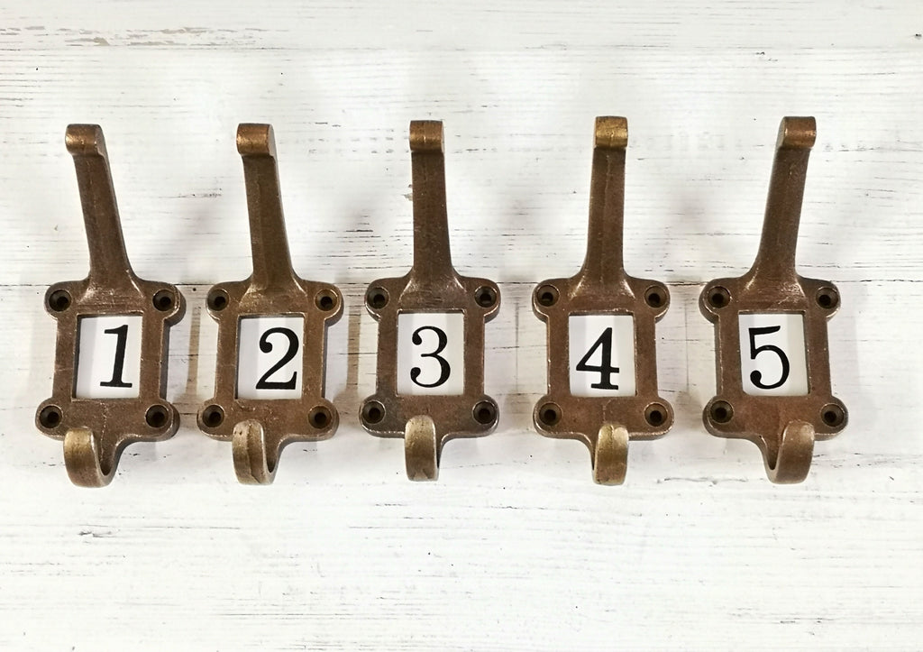 Antique Brass hooks Locker hooks, without ceramic tiles, School/Cloakroom hooks antique, vintage