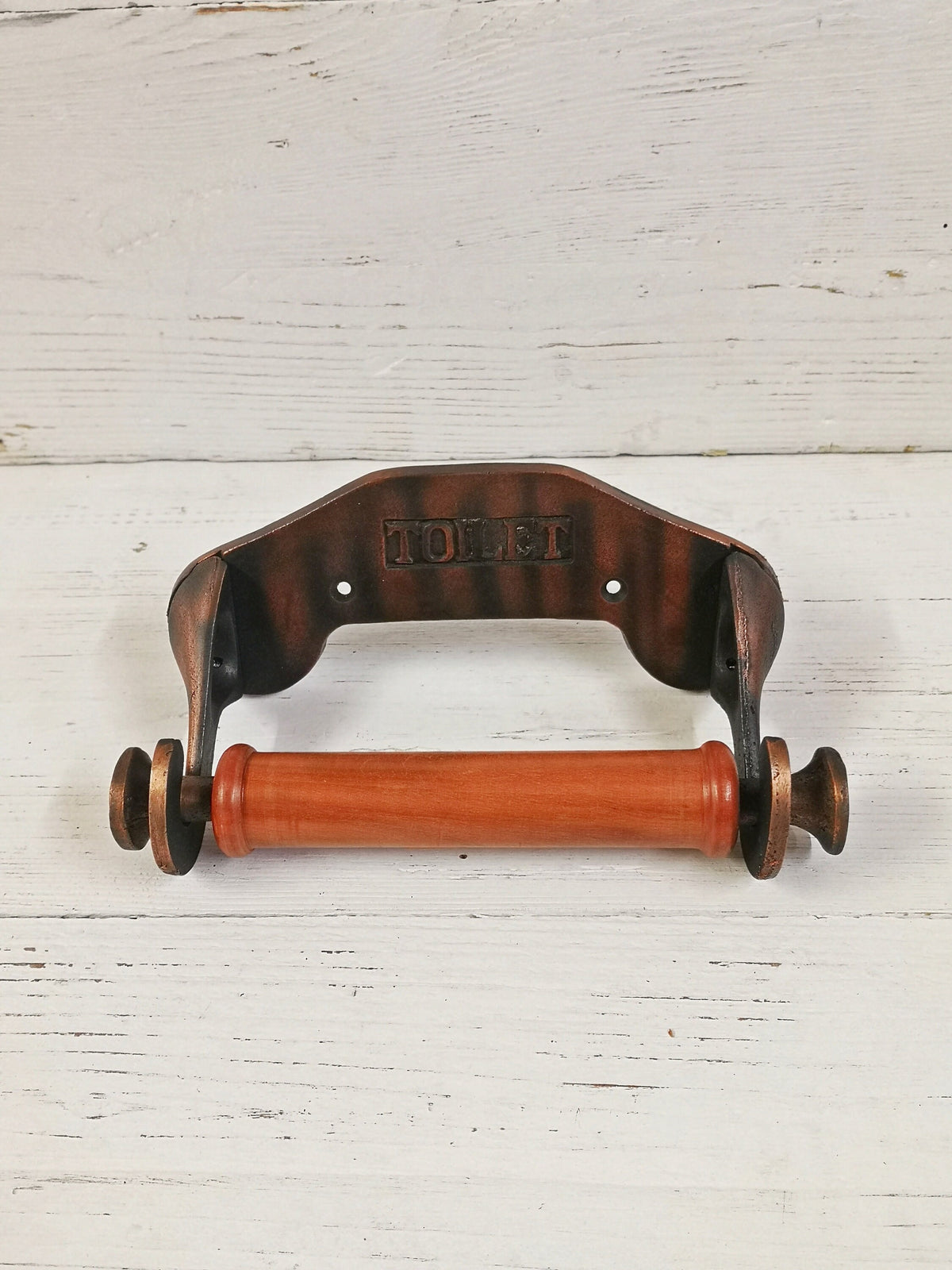 Classic Toilet Roll Toilet paper Holder Copper and wood - Rustic Bathroom Décor Vintage Style Traditional Design